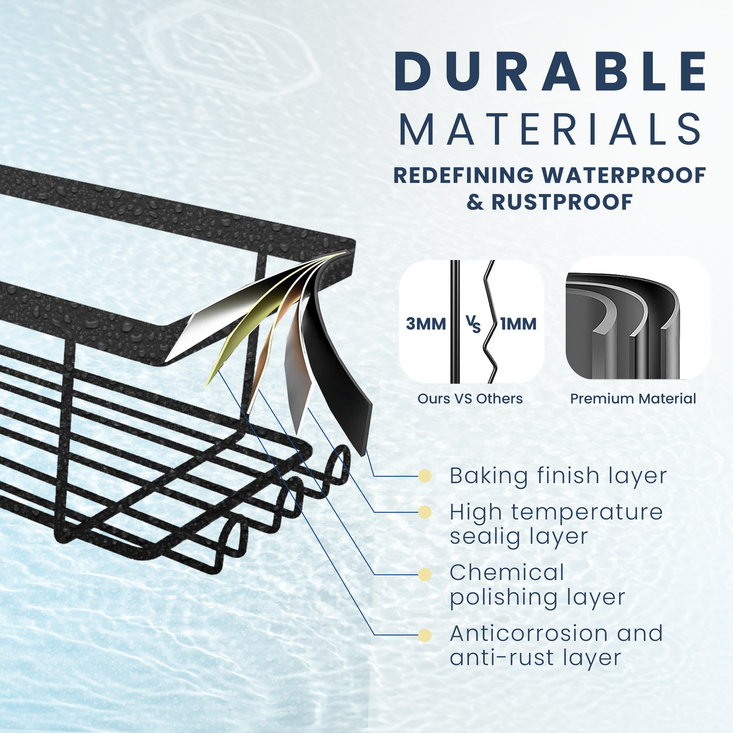 SBEN Corner Adhesive Shower Caddy, Toothbrush Holder, Soap Holder and 12 Hooks, 4 Pack Rustproof Material, Bathroom Organizer, No Drilling Rack